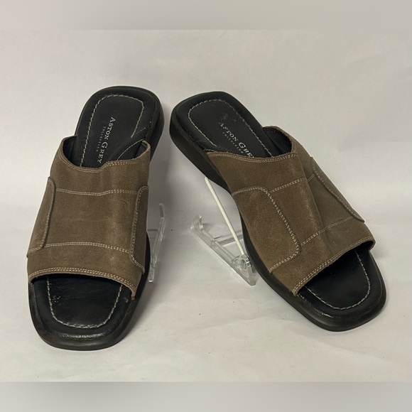 Aston Grey Collection Mule Tan Leather Mirage 8224 Sandals Men's Size 10 - Picture 2 of 9